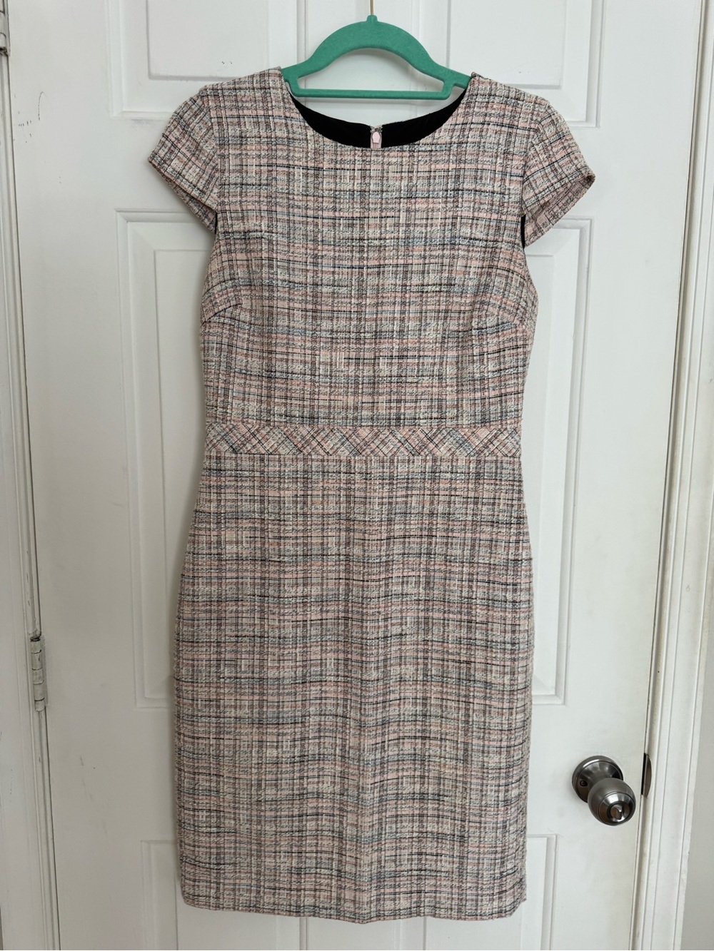 Banana Republic Pink Plaid Tweed Sheath Dress